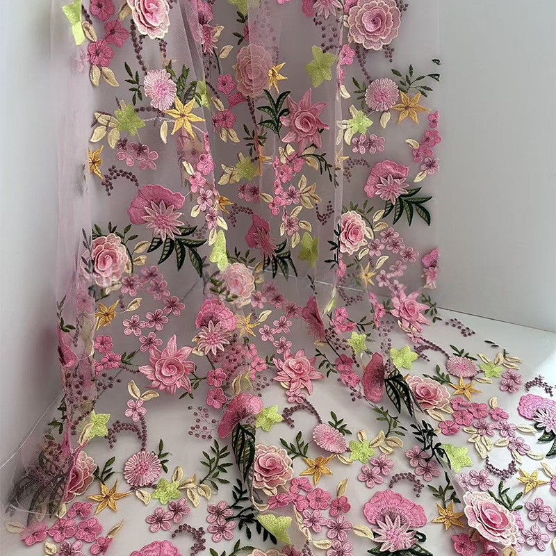 90x130cm 3D Floral Embroidered - Sewing In Textile 评论和价格