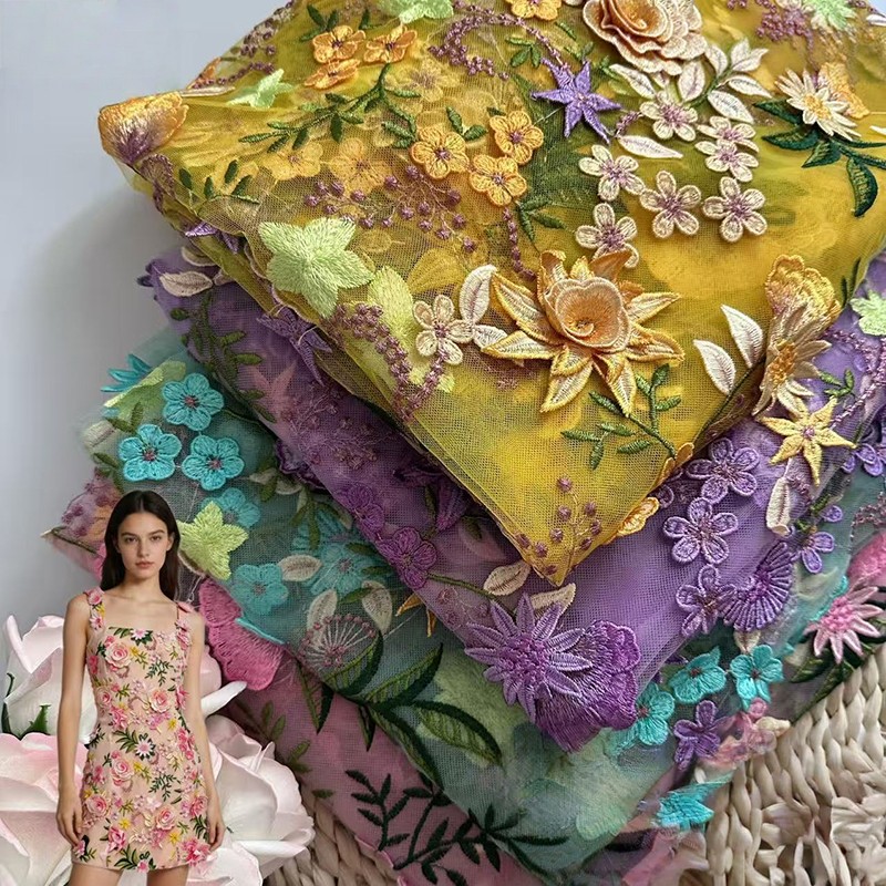 90x130cm 3D Floral Embroidered - Sewing In Textile 评论和价格