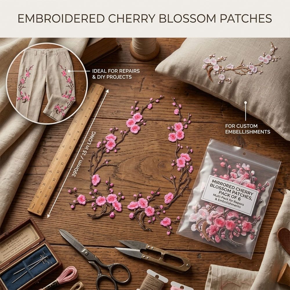 DIY Cherry Blossom Iron On Pat - Sewing In Textile 评论和价格